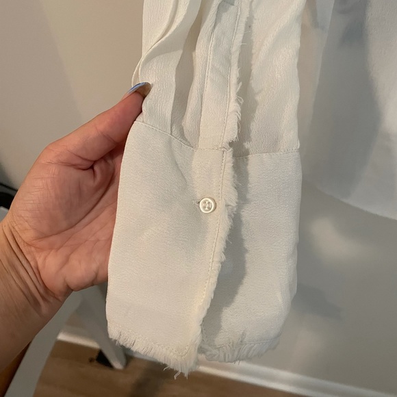 Anthropologie Sheer White Blouse with Navy and Red Floral Embroidery - Picture 7 of 8